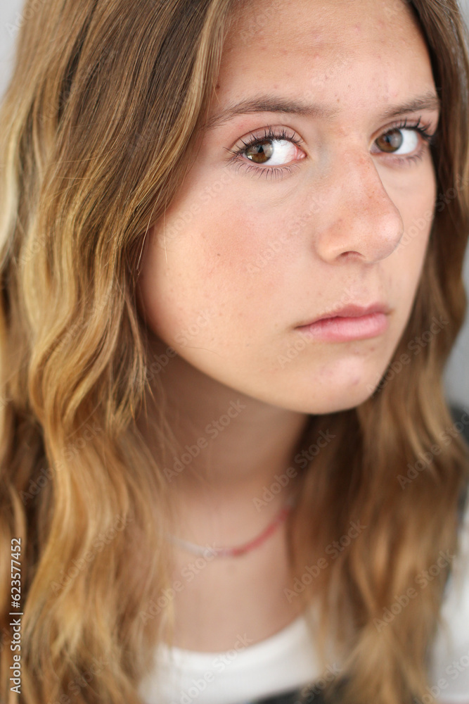 Dark Blonde Teenage Girl Close Ups White Background Dark Blonde Teenage Girl Close Ups White Background