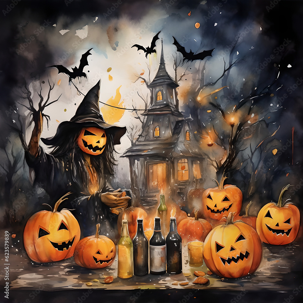 Halloween party, Generative AI Illustration Halloween party, Generative AI Illustration