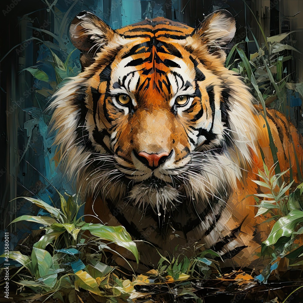 Tiger stalking prey in the jungle Tiger stalking prey in the jungle