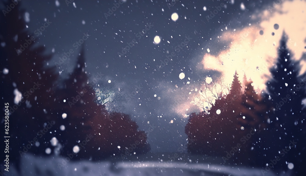 Naklejka premium Abstract background with Christmas trees and snowflakes.Generative AI