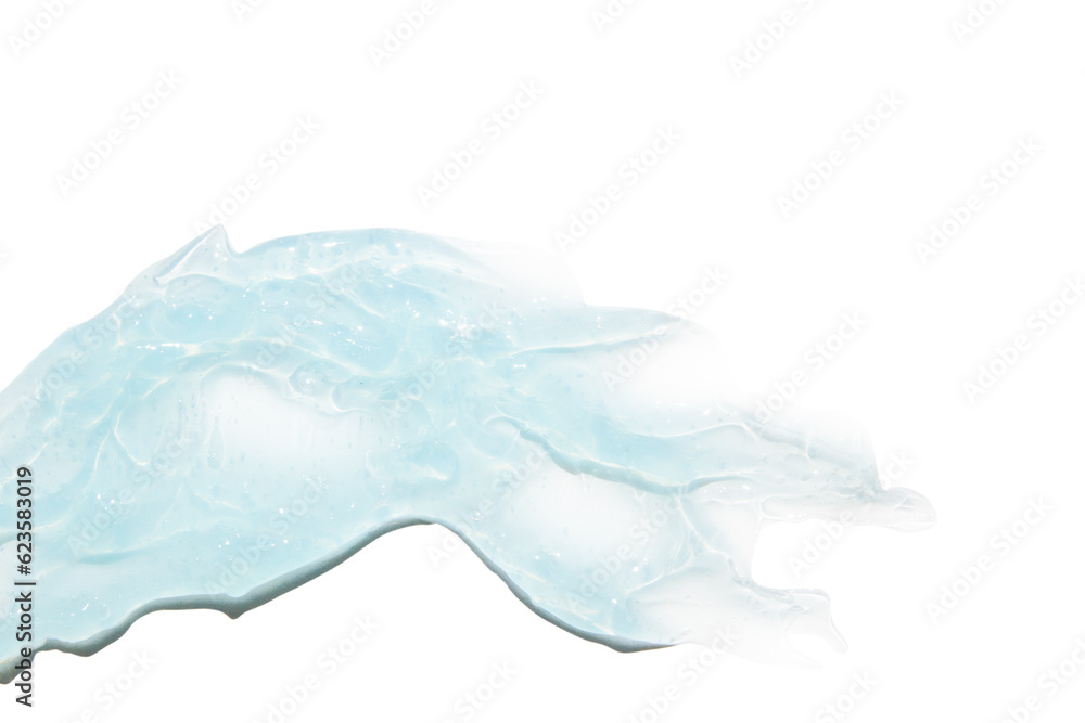 Lots of flowing clear blue gel, serum. On an empty transparent background. Lots of flowing clear blue gel, serum. On an empty transparent background.