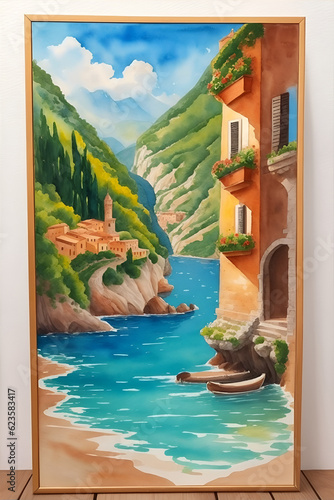 Italy lanscape. AI generated illustration