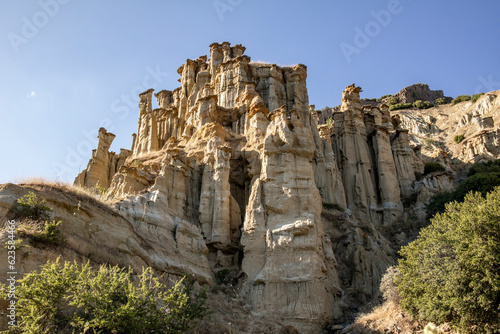 Kula fairy chimneys, Kula and its surroundings have a geological structure with volcanic features. It creates a magnificent landscape in pastel tones within the Gediz Valley. photo