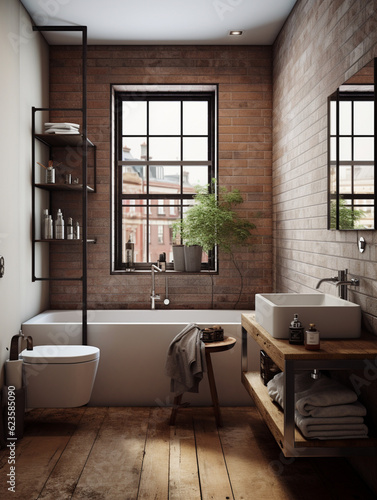 bathroom in a scandinavian-style apartment