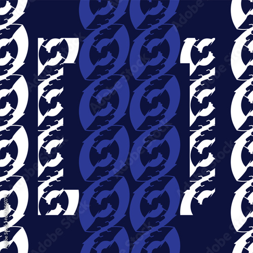 pattern with abstract beans; two colors pattern blue and white