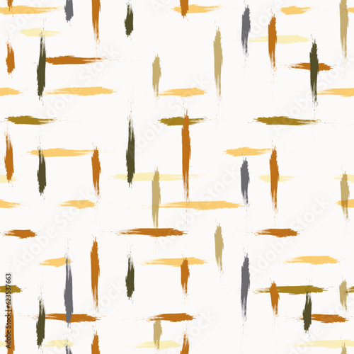 Autumn seamless vector pattern. French farmhouse linen checked texture, hand drawn plaid background.