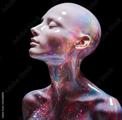 3D Human Design, Holographic Colors, Inner State, Peace, Music, Expressive Image