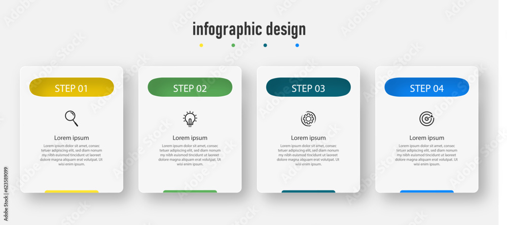  Design infographics template. timeline with 4 steps, options. can be used for workflow diagram, info chart, web design. vector illustration