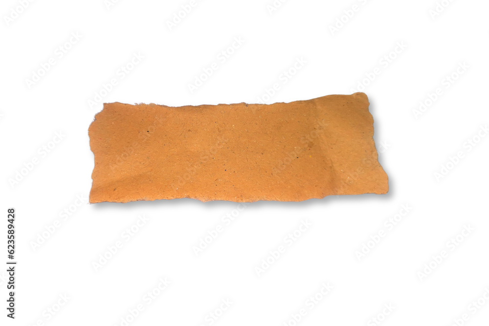 One brown torn paper isolated on transparent white background One brown torn paper isolated on transparent white background