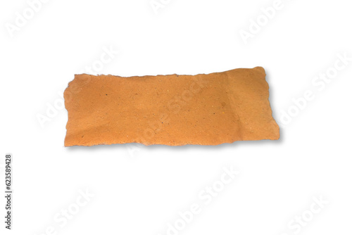 One brown torn paper isolated on transparent white background