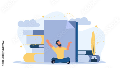 Time to health vector mind work meditation body man achievement. Person exercise focus harmony wellbeing yoga flat illustration concept. Business office relax balance training. Workout zen pose