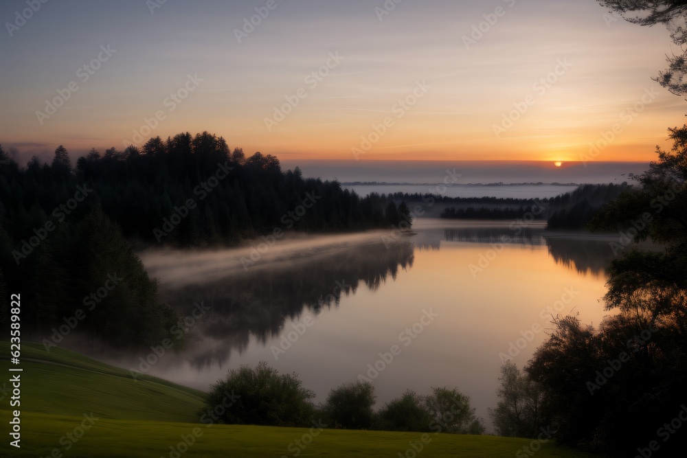 sunrise over the river