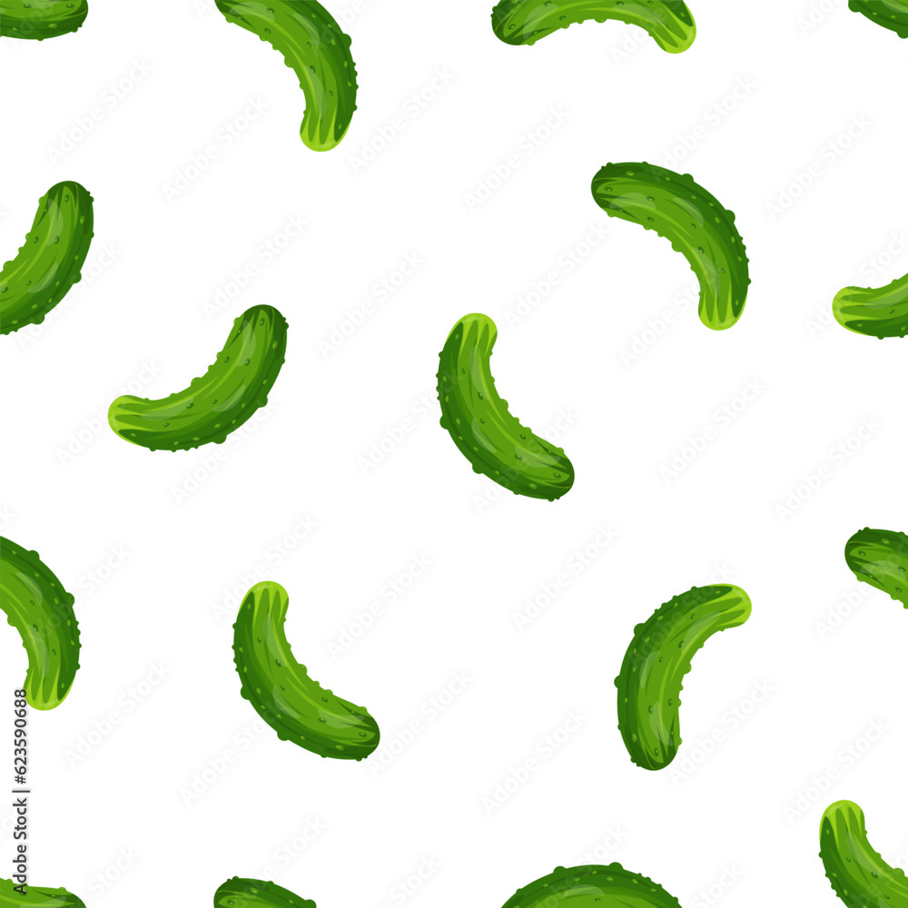Seamless pattern with a green cucumber on a white background. Pattern with vegetables Seamless pattern with a green cucumber on a white background. Pattern with vegetables