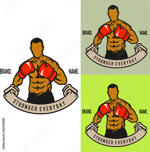 boxing club logo stronger every day, boxer logo