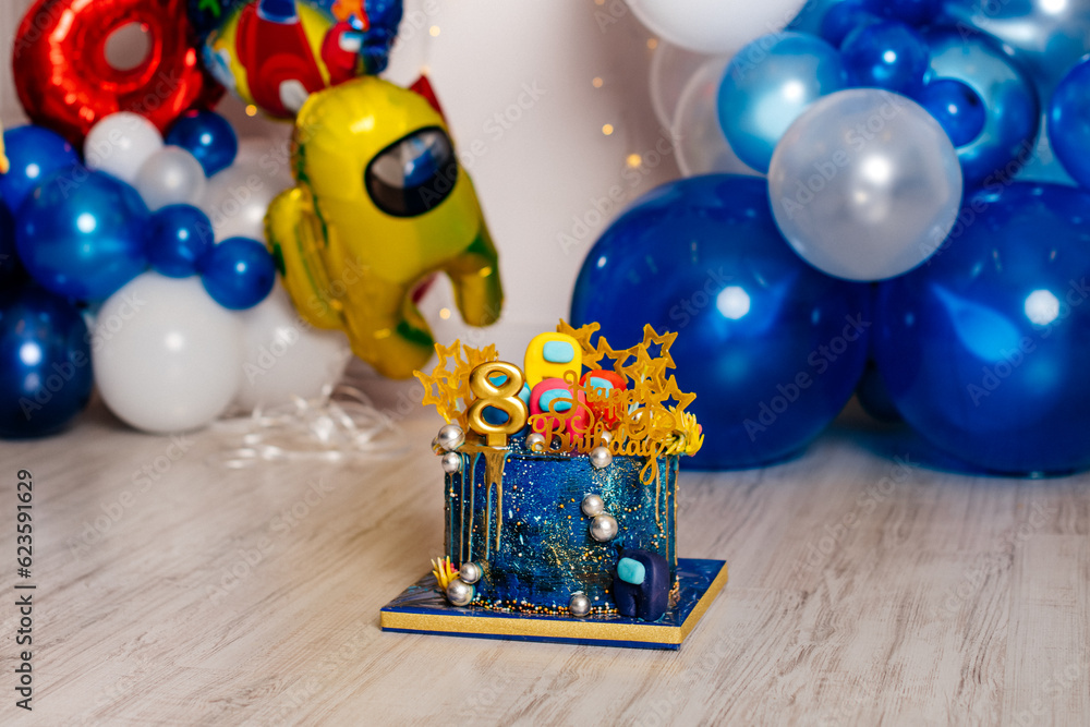 Fototapeta premium festive children's cake for 8 years 