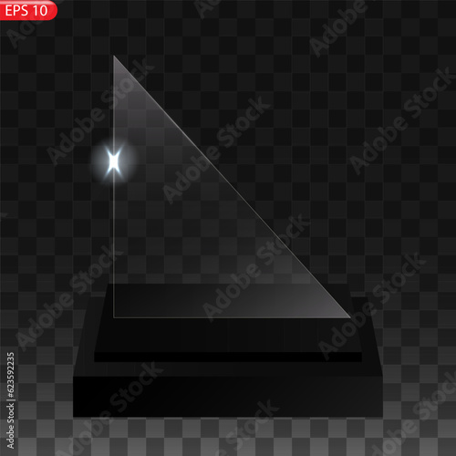 Glass trophy award. Vector award on transparent background EPS10