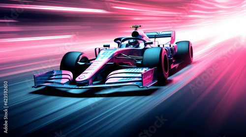 Formule 1 Racecar racing across Track, Artist Impression