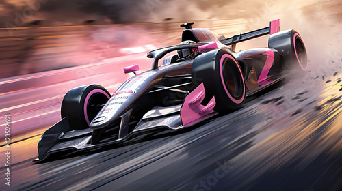 Formule 1 Racecar racing across Track, Artist Impression