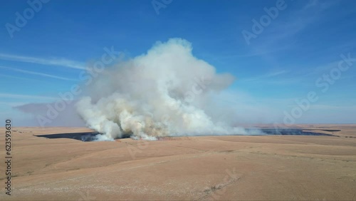 Aerial view of the big fire disater in Missouri rural area photo