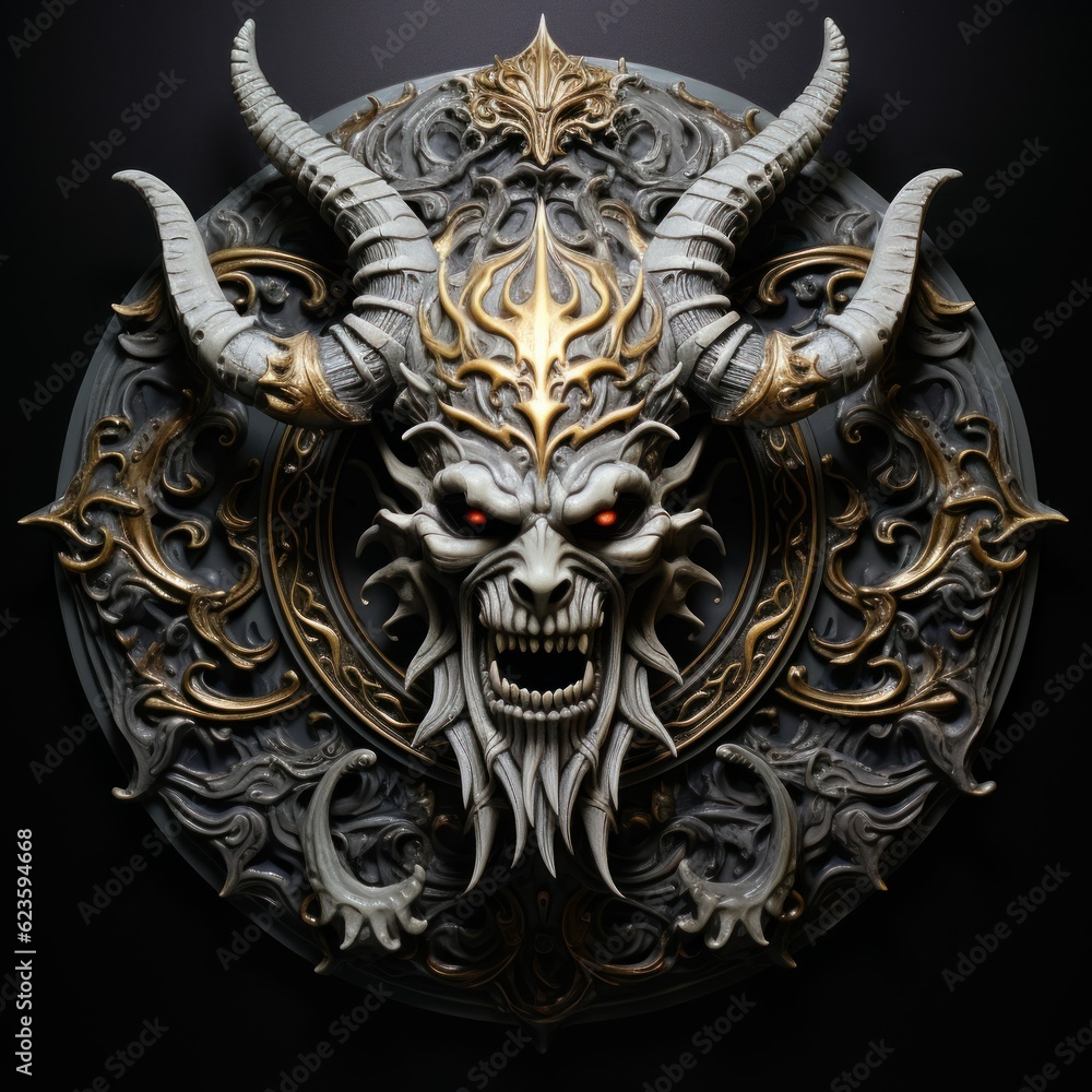 Ornamental plaque of nature deity. AI Generative Ornamental plaque of nature deity. AI Generative
