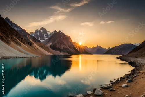 sunrise over the lake generative by ai