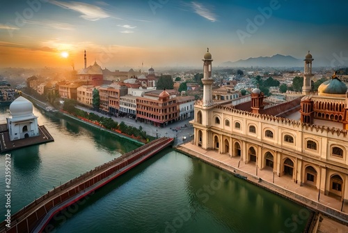 city at sunset view generated by ai