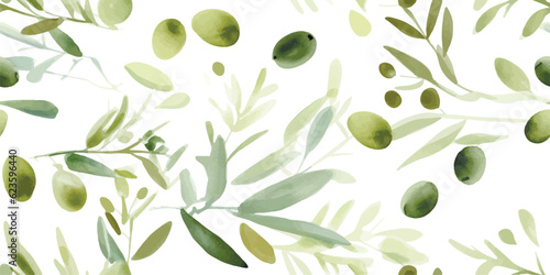 Olive watercolor painting Seamless pattern, Watercolor Seamless pattern background texture pattern. food seamless