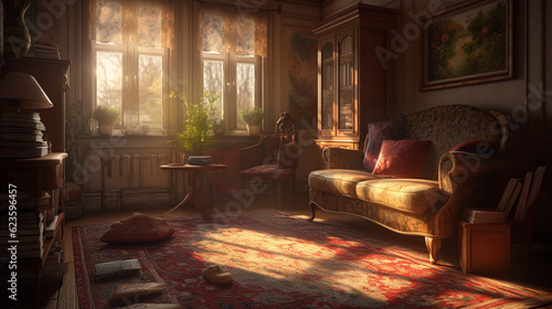 Artistic concept painting of a old interior, background