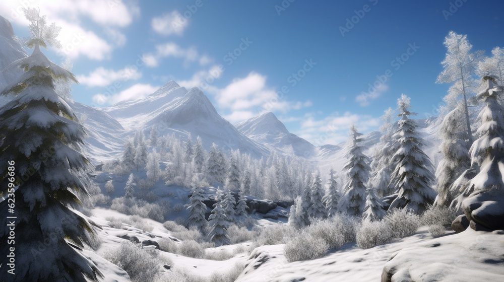 Snowy Mountain Range. beautiful snowy mountain