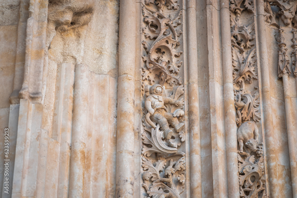 Astronaut Figure Carving at Salamanca Cathedral Facade - Salamanca, Spain