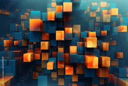 Network technology multicolored geometric abstract background. Ai