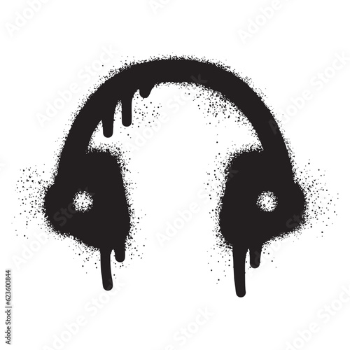 Headphones icon graffiti with black spray paint
