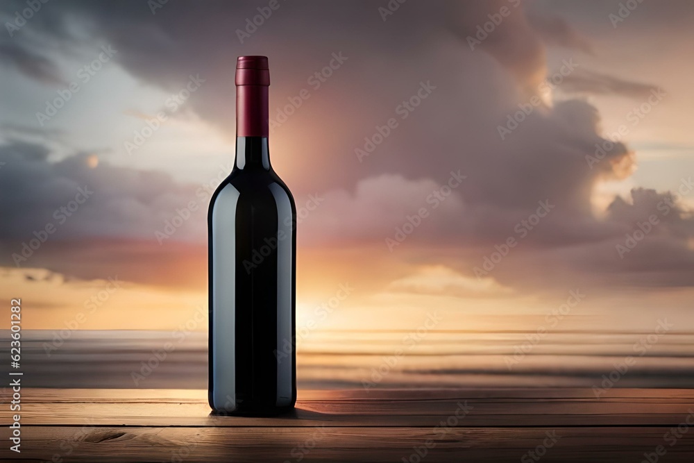 wine bottle on the beach