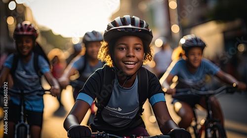 Youth enjoying a cycling race in the city streets