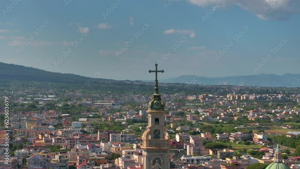 Church in Bartolo square in Pompeii, Pontifical Shrine of the Blessed Virgin of the Rosary of Pompei In Italy, Sanctuary of Pompei, pompeii naples, Vesuvius volcano crater next to Naples volcano Mount Church in Bartolo square in Pompeii, Pontifical Shrine of the Blessed Virgin of the Rosary of Pompei In Italy, Sanctuary of Pompei, pompeii naples, Vesuvius volcano crater next to Naples volcano Mount
