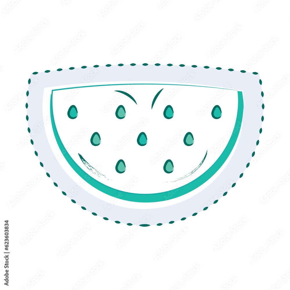 Isolated monochrome groovy watermelon sketch sticker icon Vector Isolated monochrome groovy watermelon sketch sticker icon Vector