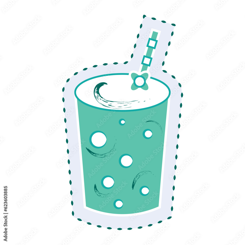 Isolated monochrome groovy cocktail sketch sticker icon Vector Isolated monochrome groovy cocktail sketch sticker icon Vector