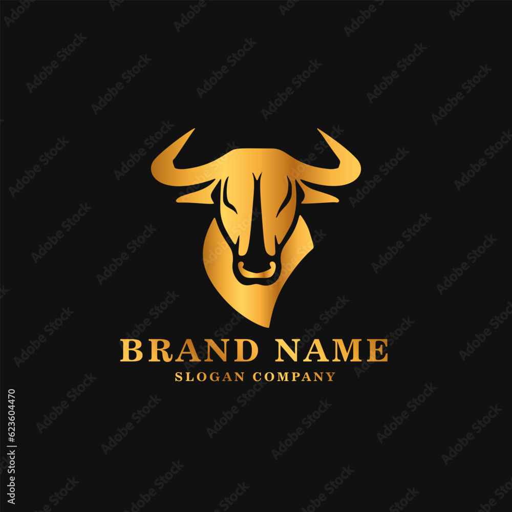 Bull logo. Premium logo for steakhouse, Steakhouse or butchery. Abstract stylized cow or bull head with horns symbol. Creative steak, meat logo. Bull logo. Premium logo for steakhouse, Steakhouse or butchery. Abstract stylized cow or bull head with horns symbol. Creative steak, meat logo.