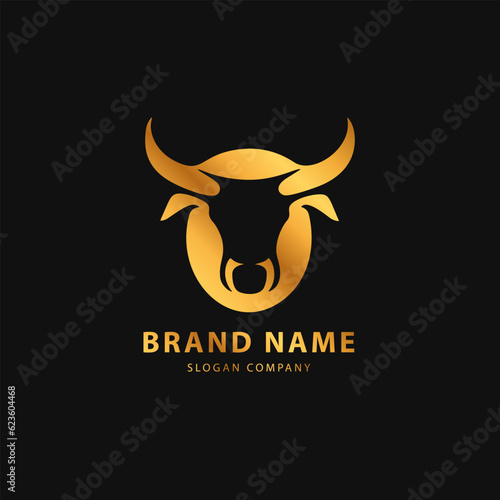 Bull logo. Premium logo for steakhouse, Steakhouse or butchery. Abstract stylized cow or bull head with horns symbol. Creative steak, meat logo.