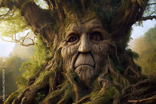 An ancient sentient tree with a face