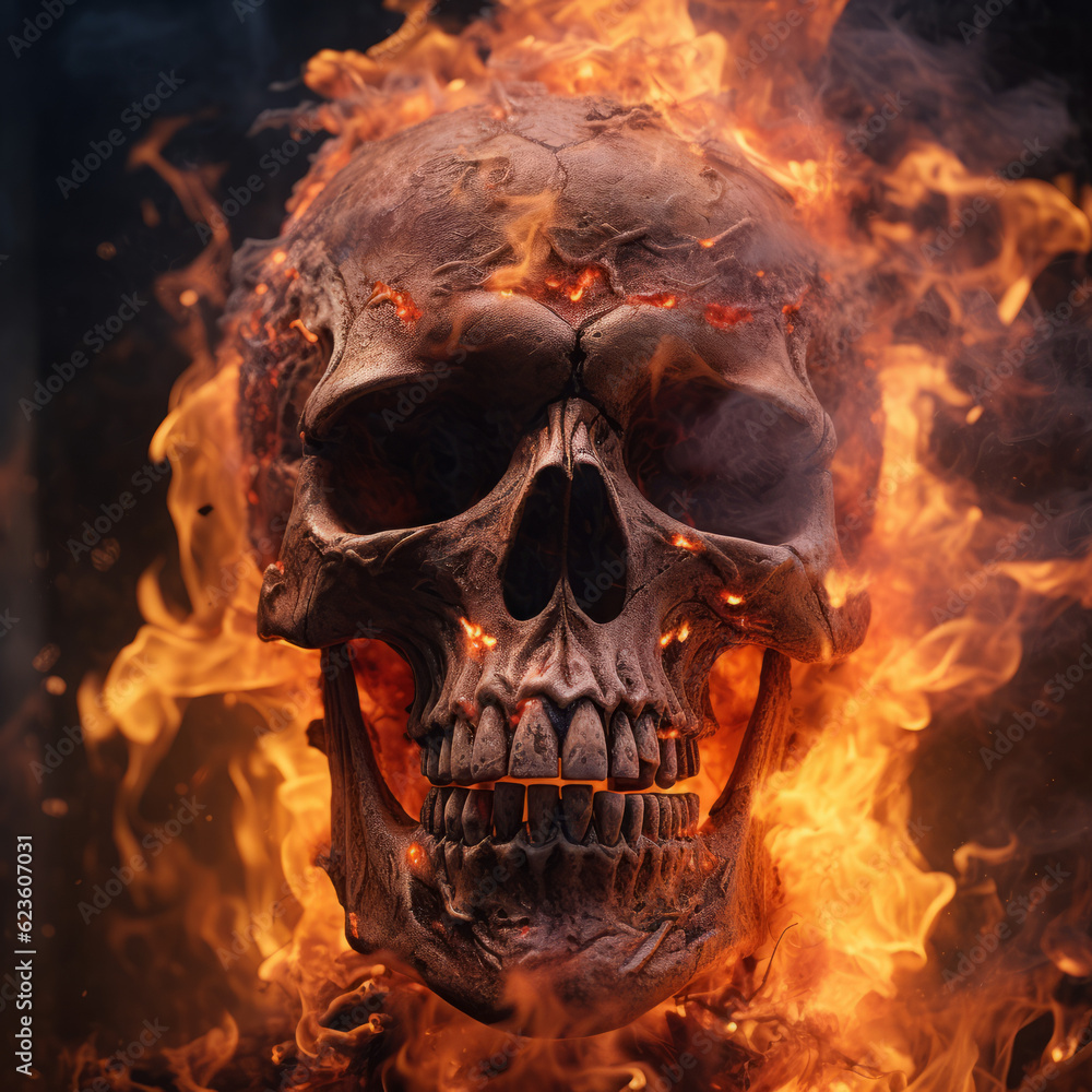 Frightening photo of a burning skull Frightening photo of a burning skull
