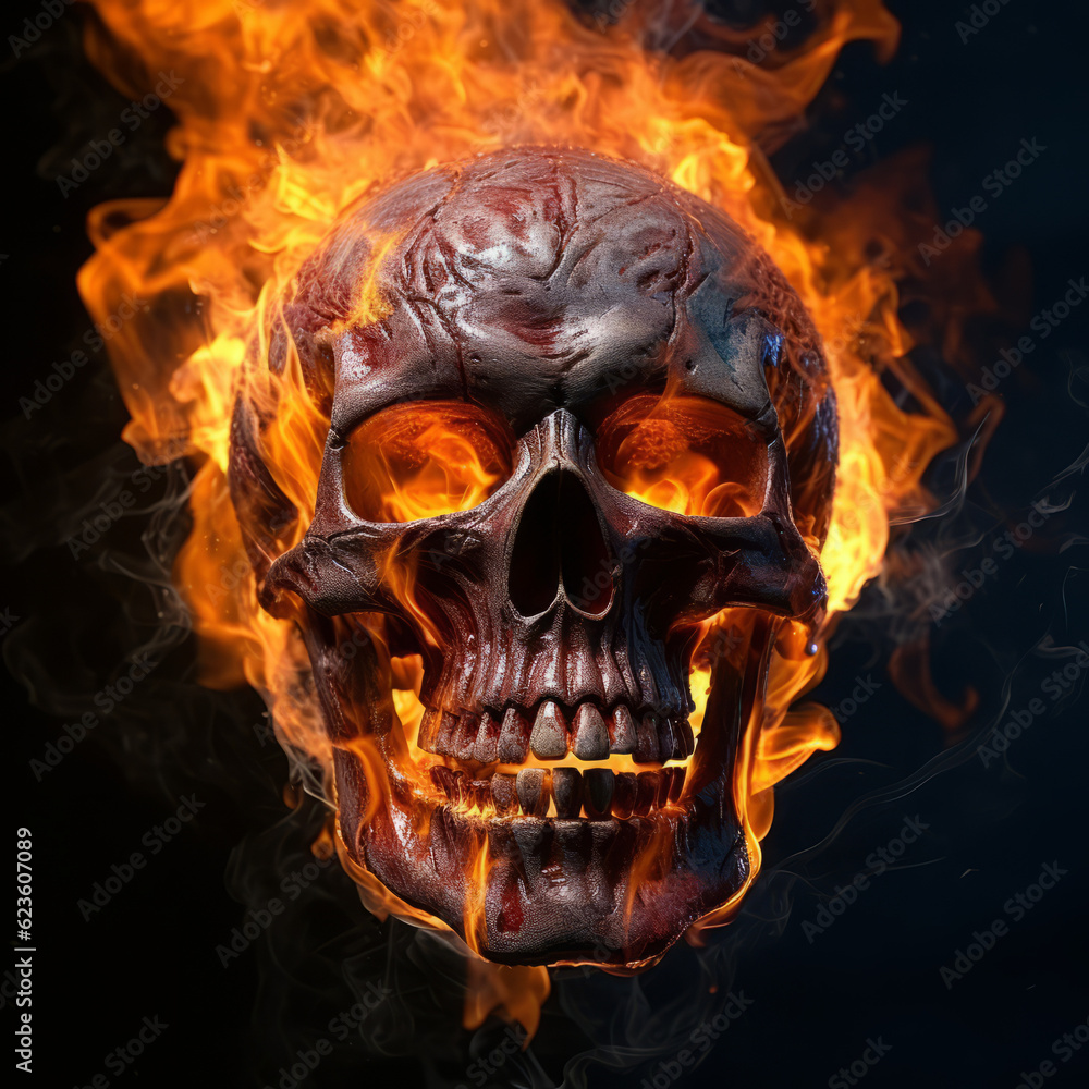 Frightening photo of a burning skull Frightening photo of a burning skull