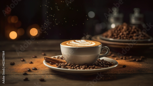 Coffee cup with a frothy cappuccino