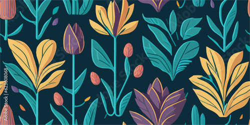 Dreamy Tulip Paradise  Vector Illustration of Tropical Flowers