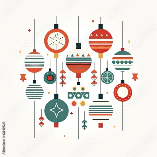 Wallpaper Mural A bunch of christmas ornaments hanging from strings. Generative AI. Christmas tree with ornaments. Torontodigital.ca