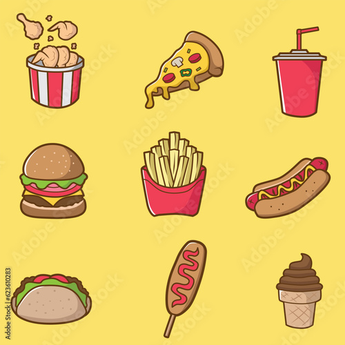 fast food icons set for your design and brand