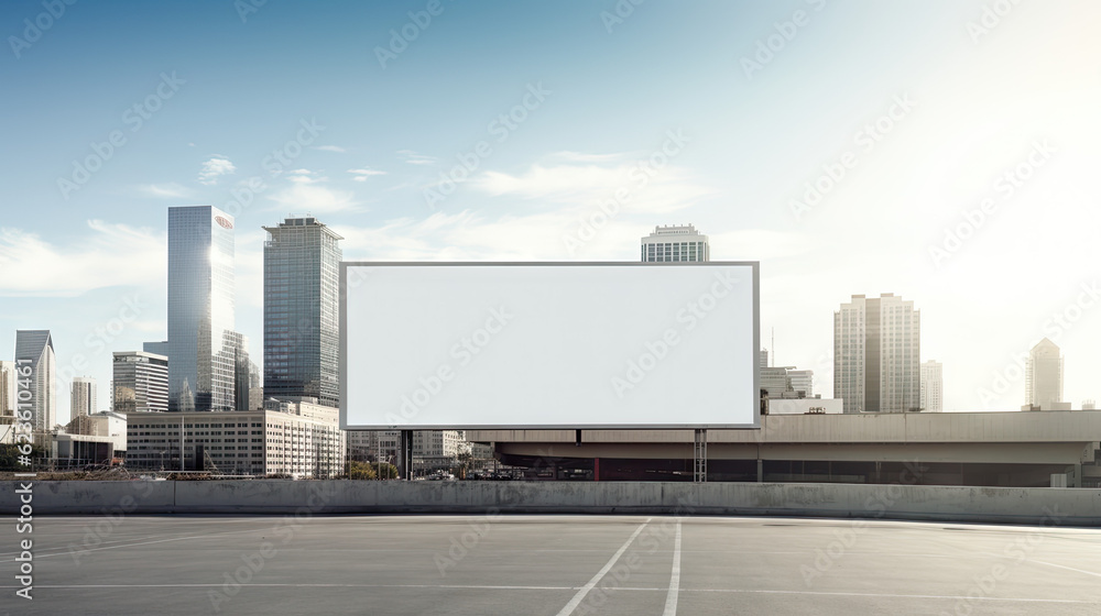 A mockup of a billboard,, city by day