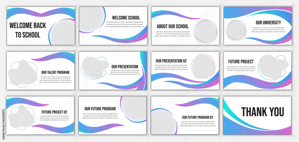 Education Design School PowerPoint presentation slide template. Utilize a contemporary background for a keynote presentation, brochure design, website slider, landing page, or annual report.