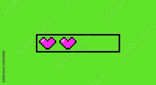 Love Valentine loading pixel with green screen 