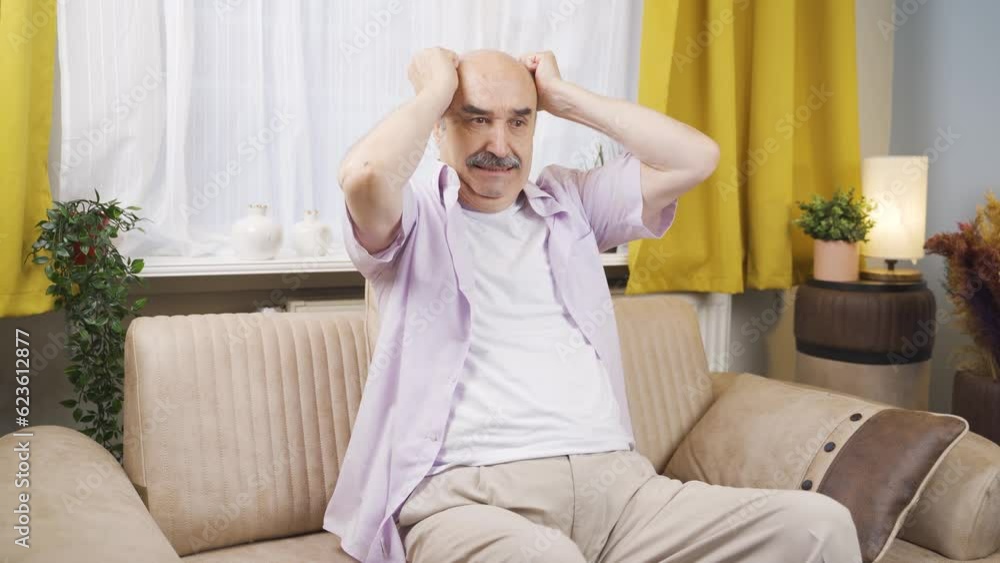 The old man having a nervous breakdown is angry and does not feel well. The old man having a nervous breakdown is angry and does not feel well.